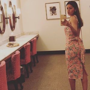 Tie Back Lpa Dress In Pink Blossoms